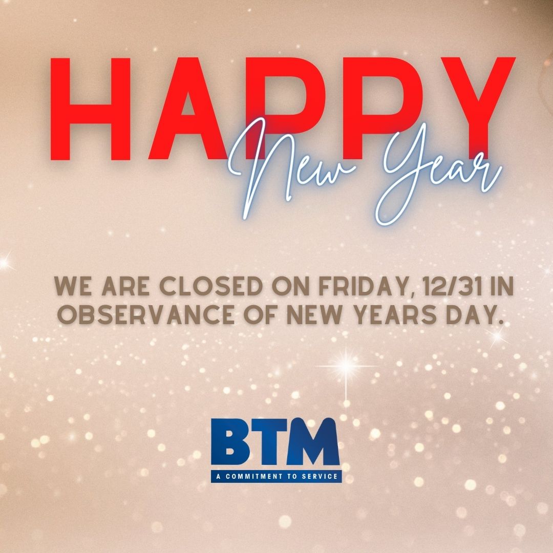 WE ARE CLOSED ON FRIDAY 1231 IN OBSERVANCE OF NEW YEARS DAY